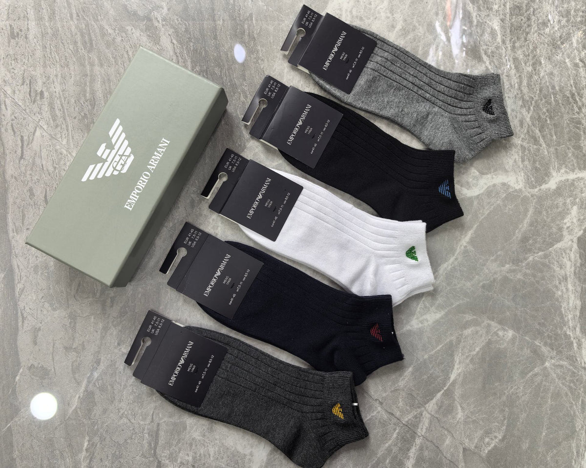 Emporio Armani Grey Black White Wing Motif Crew Socks, image 5