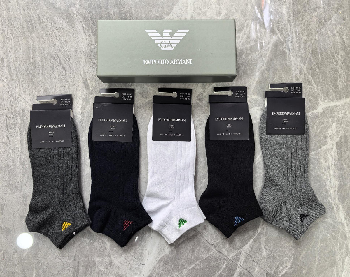 Emporio Armani Grey Black White Wing Motif Crew Socks, image 1