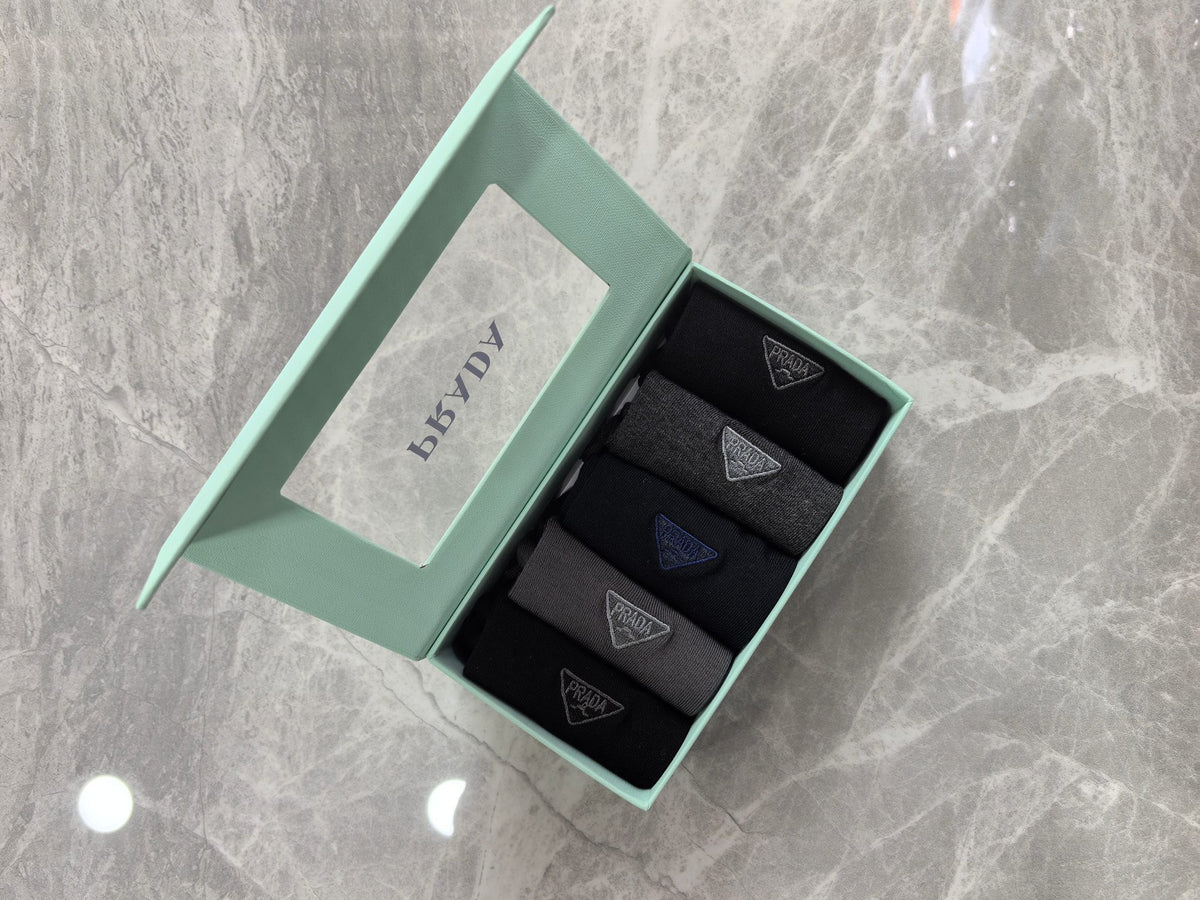 Prada Dark Grey Plain Crew Mix Crew Socks, image 6