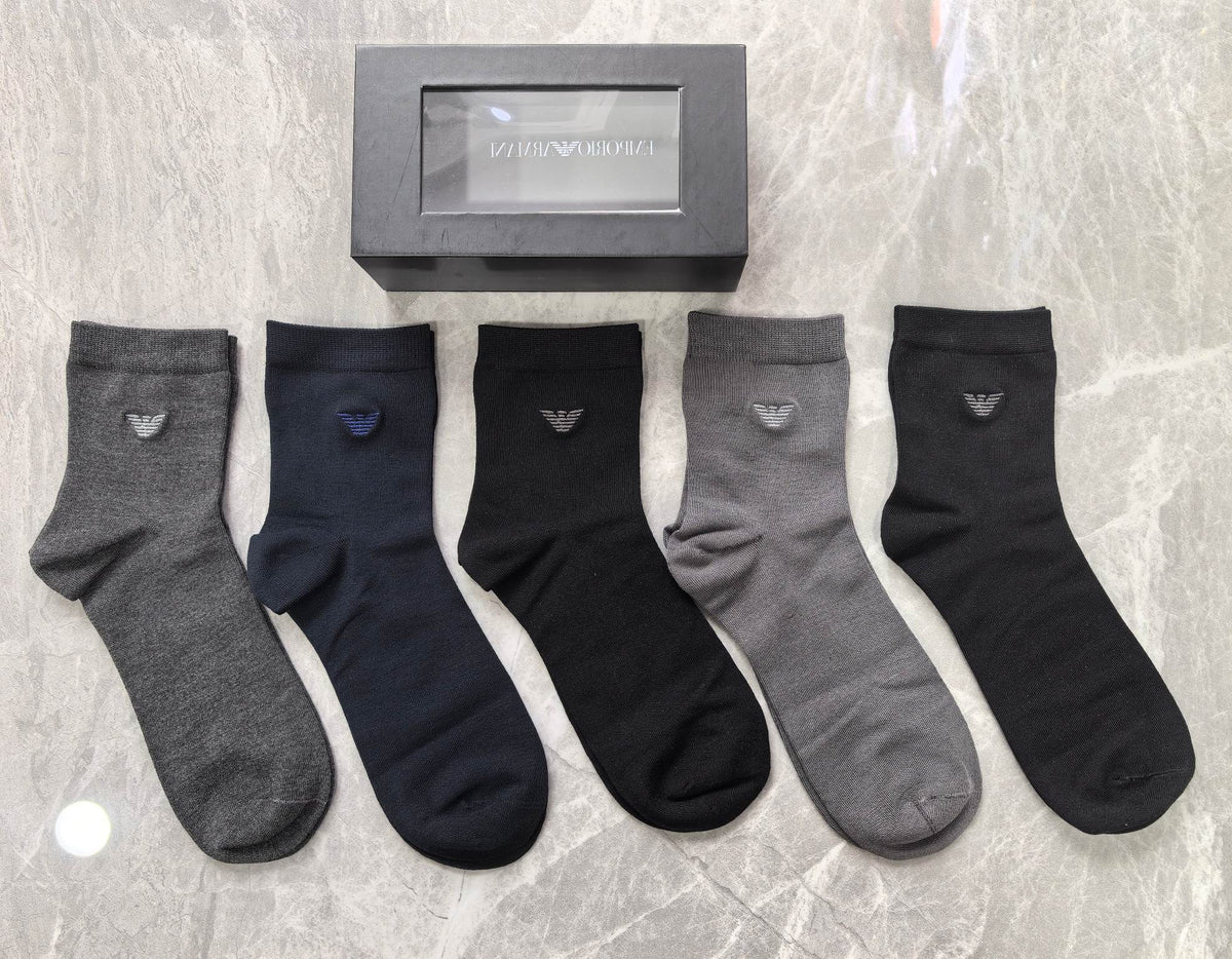 Emporio Armani Grey Black Plain Crew Mix Crew Socks, image 1