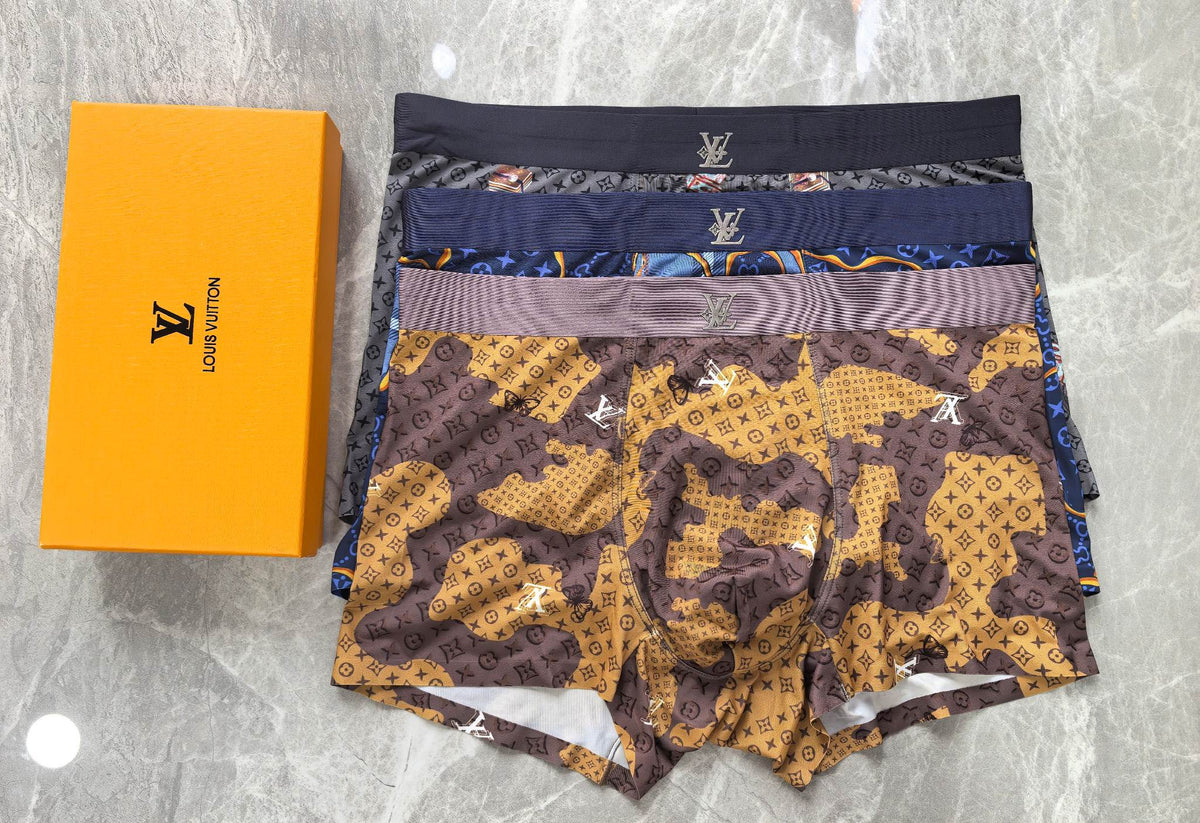Louis Vuitton Blue Gold Chain Monogram Print Boxer Briefs, image 3