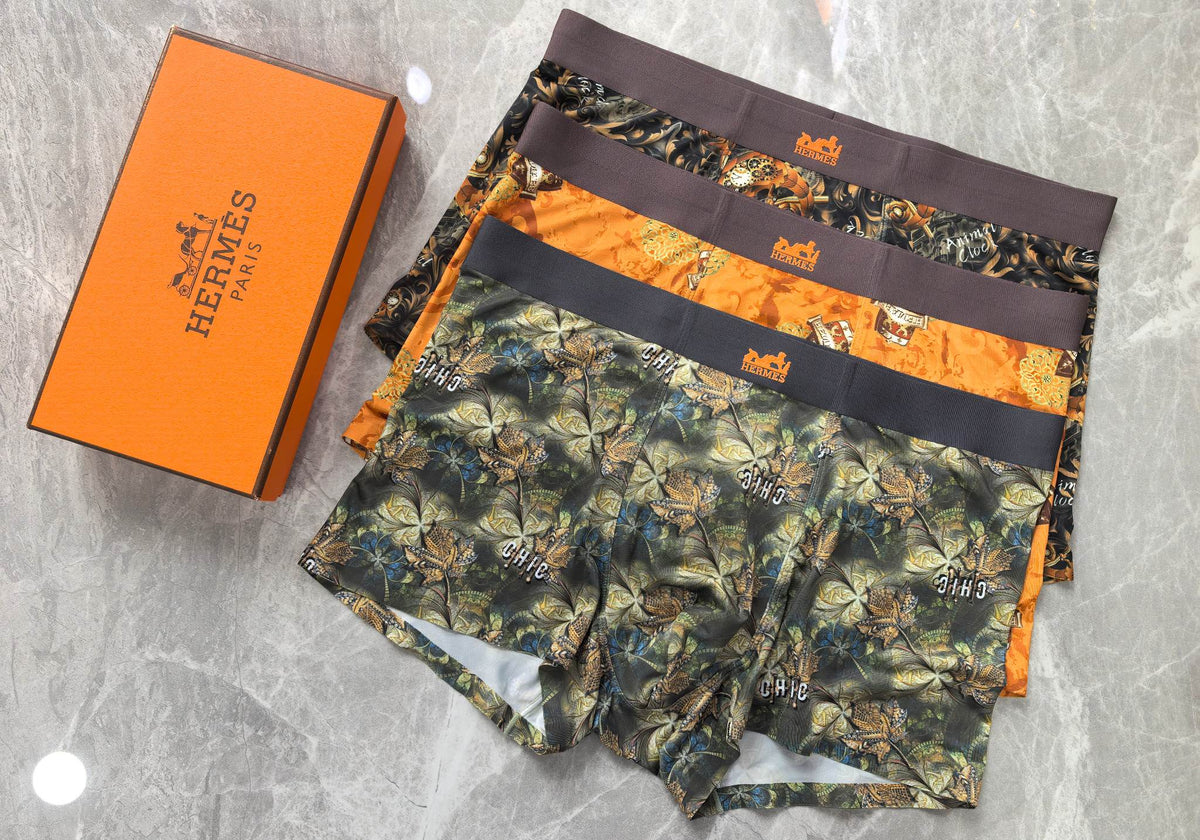 Hermès Dark Green Dense Botanical Print Boxer Briefs, image 4