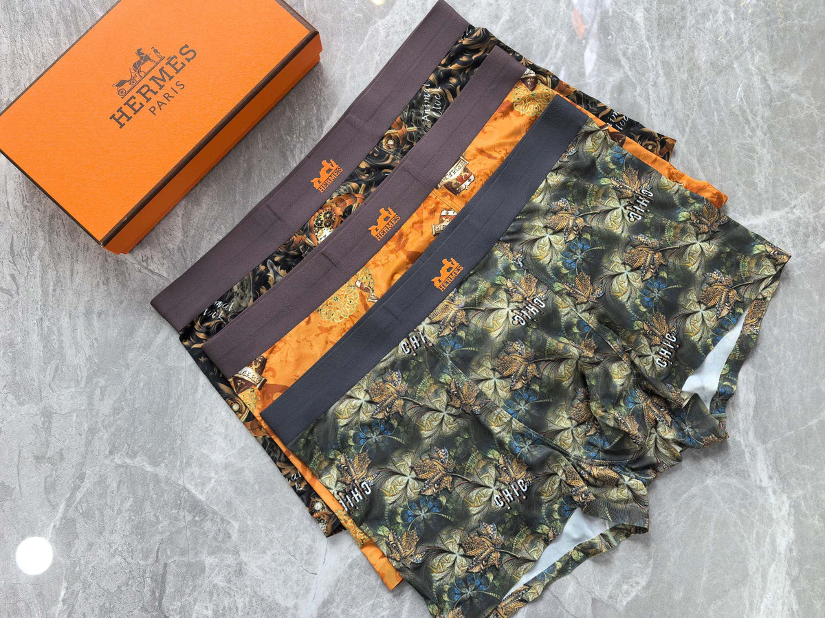 Hermès Dark Green Dense Botanical Print Boxer Briefs, image 1