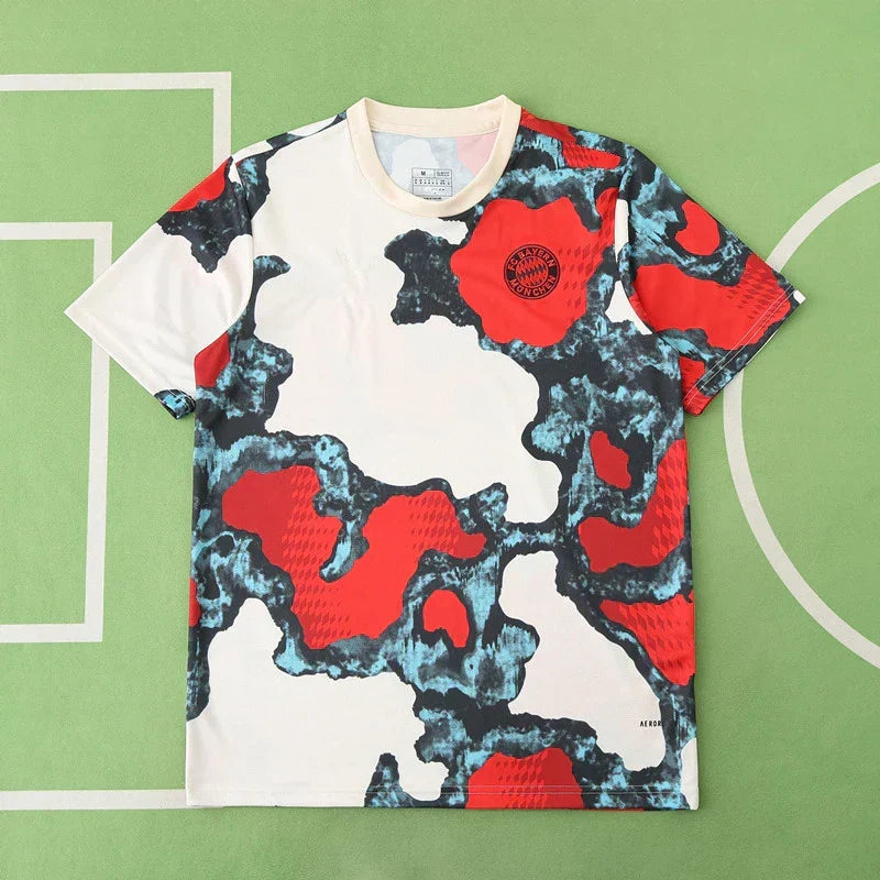 FC Bayern München Training Top Fan Version 2024/25 – Abstract Camo Print Pre-Match Shirt