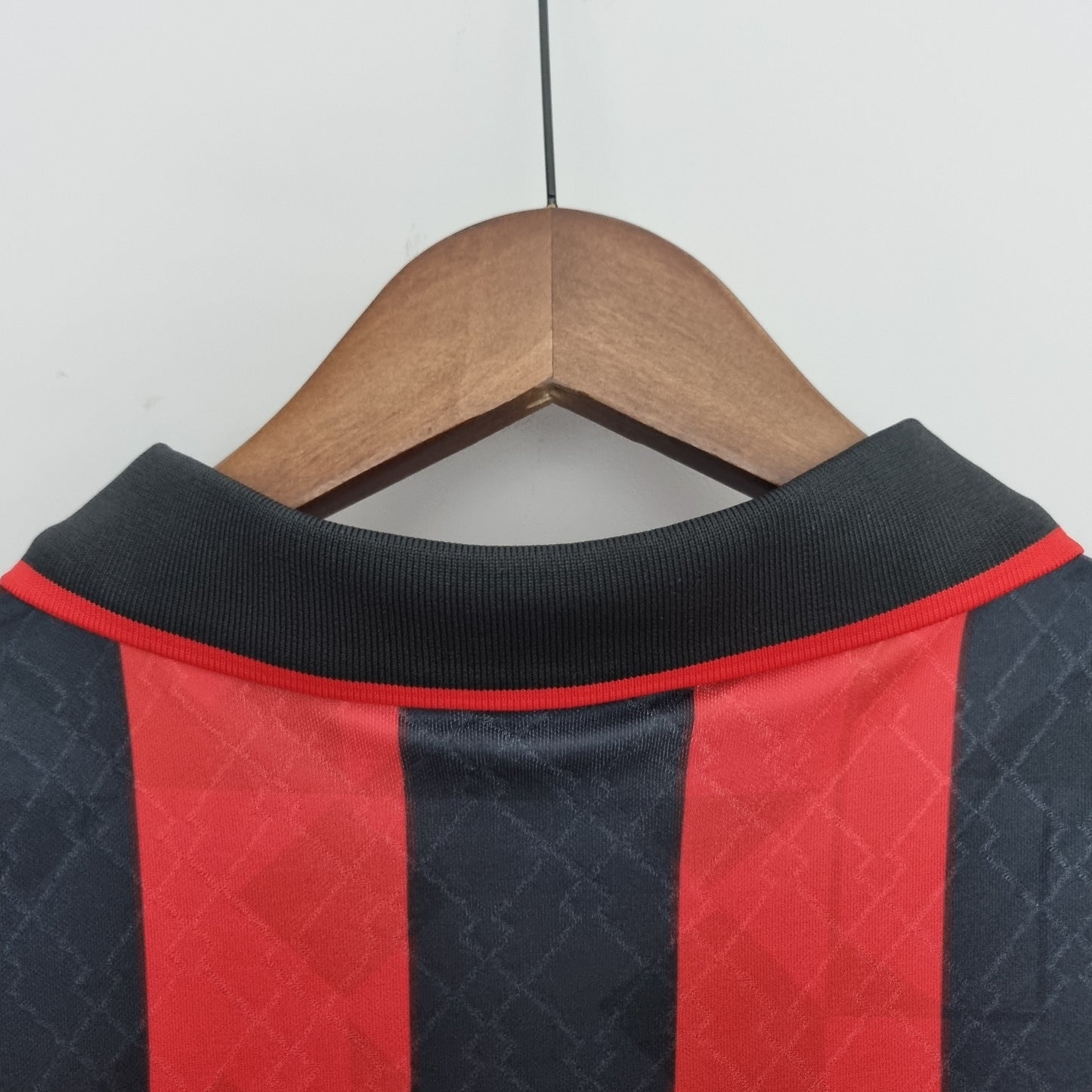 AC Milan 1995-96 Home Retro Jersey – Lotto Red Black Opel Maldini Weah Roberto Baggio Desailly Football Shirt