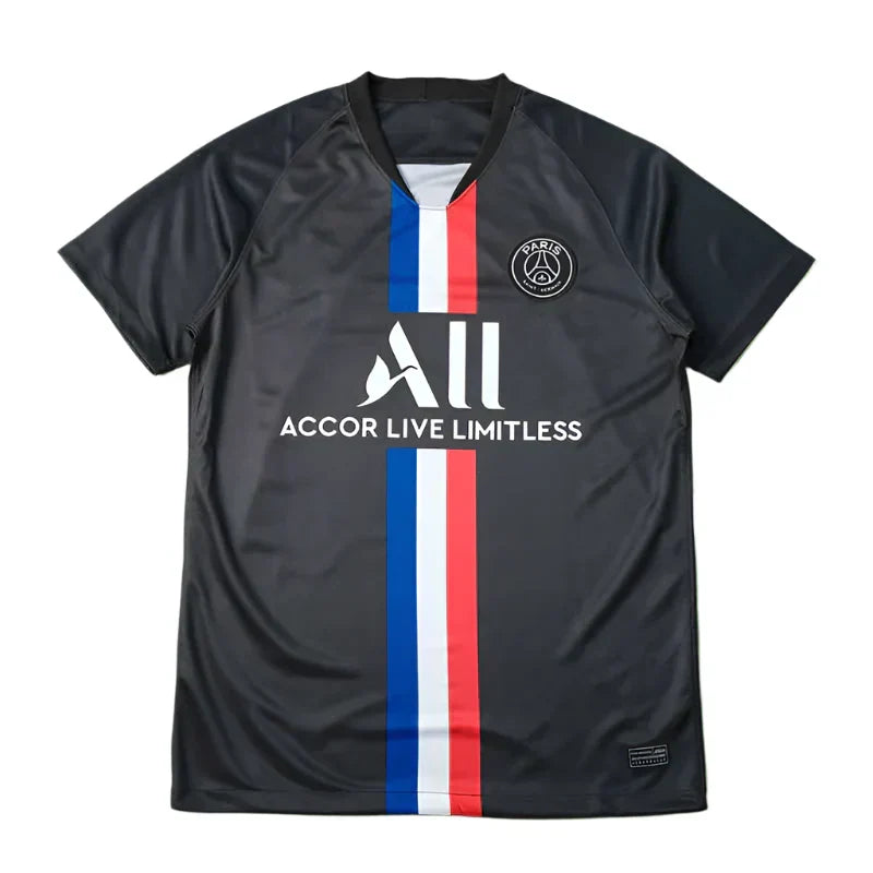 PSG 2019/20 Fourth Jersey – Black Tricolor Stripe Accor Fan Version