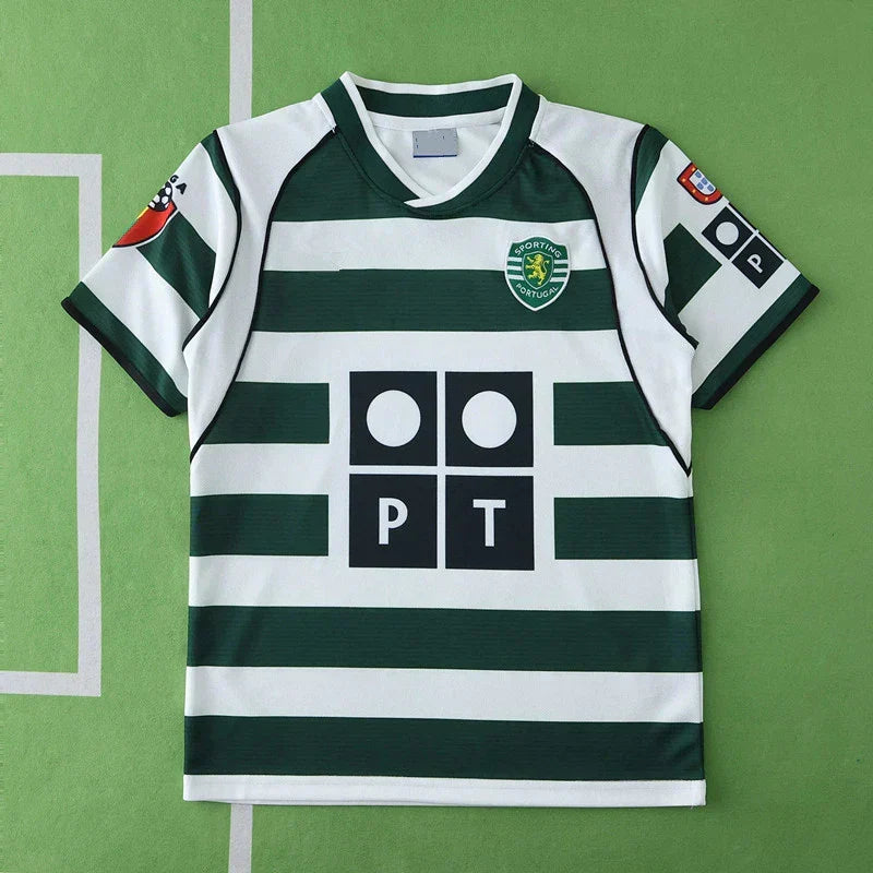 Sporting CP 2001/03 Home Retro Kids Kit – Green & White | Classic Youth Football Set | C. Ronaldo Era