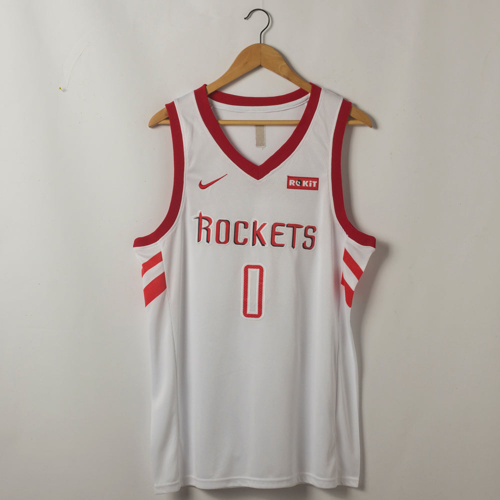 Men's Houston Rockets Russell Westbrook #0 NBA White Classics Swingman Player Jerseys