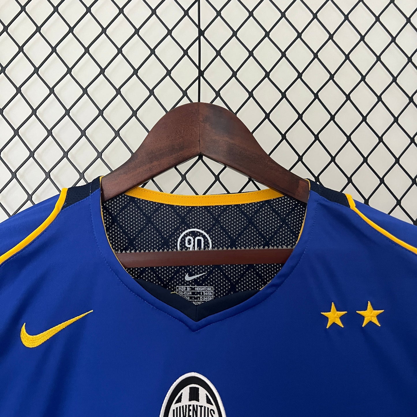 Juventus 2004-05 Away Retro Jersey – Royal Blue Gold SKY Sport Nike Two Stars Del Piero Ibrahimovic Nedved Fan Version Football Shirt
