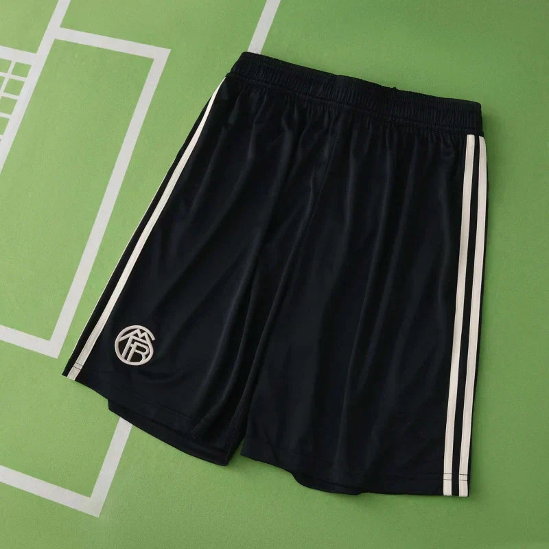 FC Bayern München Third Shorts 2025/26 – Black & White Stripe Football Shorts