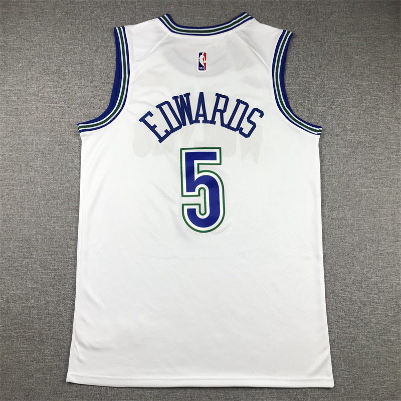 Anthony Edwards #5 Minnesota Timberwolves White Classic Edition Swingman Jersey – Nike Hardwood Classics Retro WOLVES