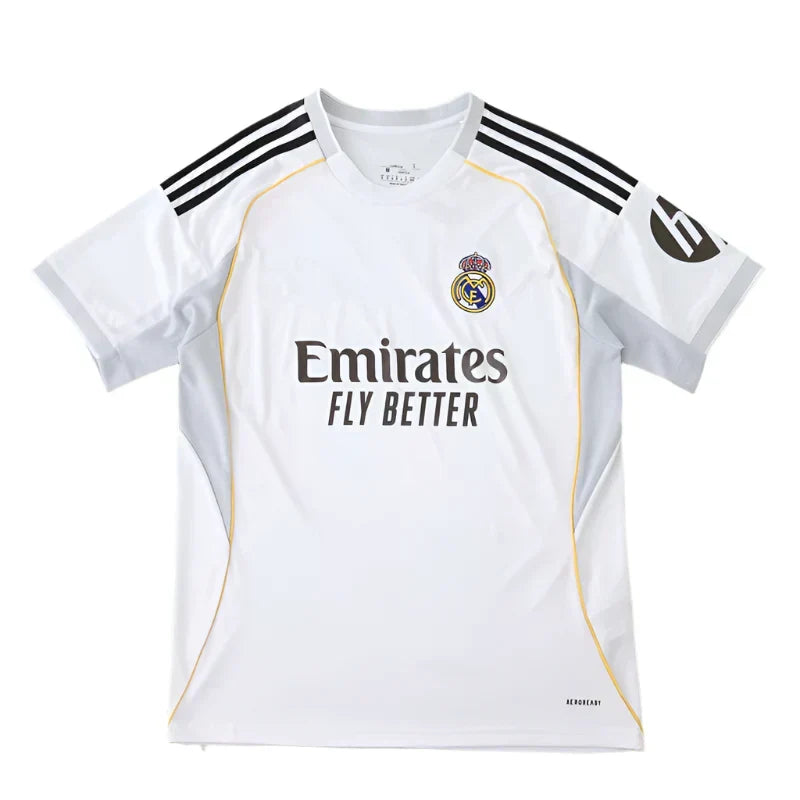 Real Madrid CF Home Fan Version Jersey 2025/26 – White Adidas Football Shirt with Gold Trim