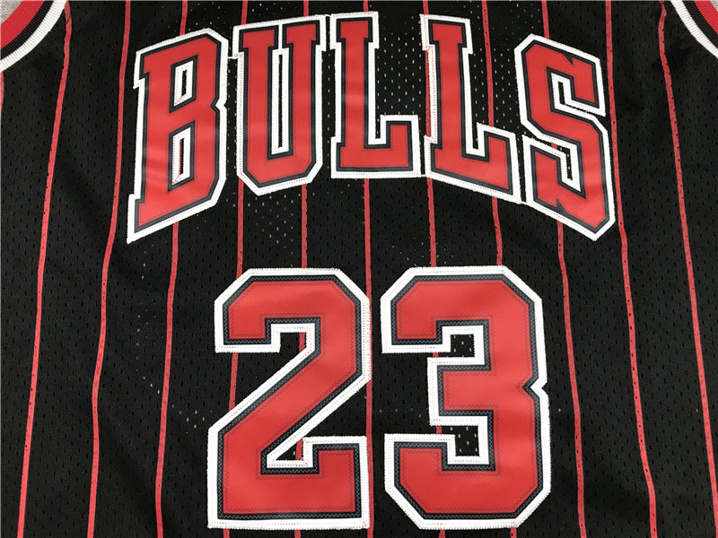 Michael Jordan #23 Chicago Bulls Mitchell & Ness Black Red Pinstripe 1996-97 Hardwood Classics Swingman Jersey