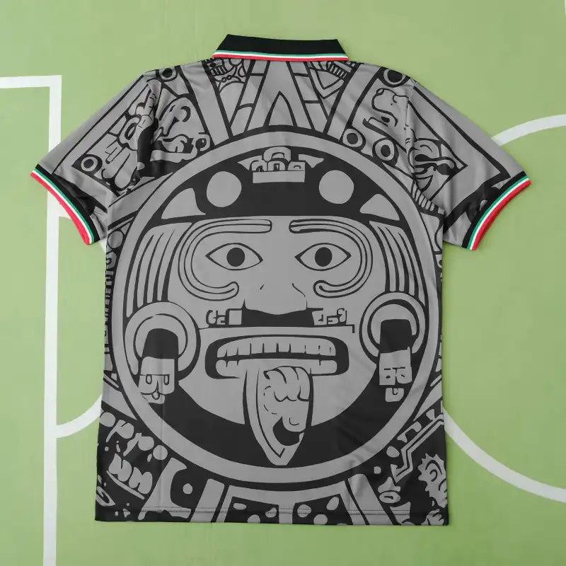 Mexico Away Retro Fan Version Jersey 1998 – Black Grey Aztec Sun Stone France World Cup Football Shirt