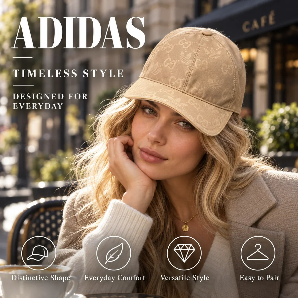 Adidas Hat worn in a premium lifestyle setting