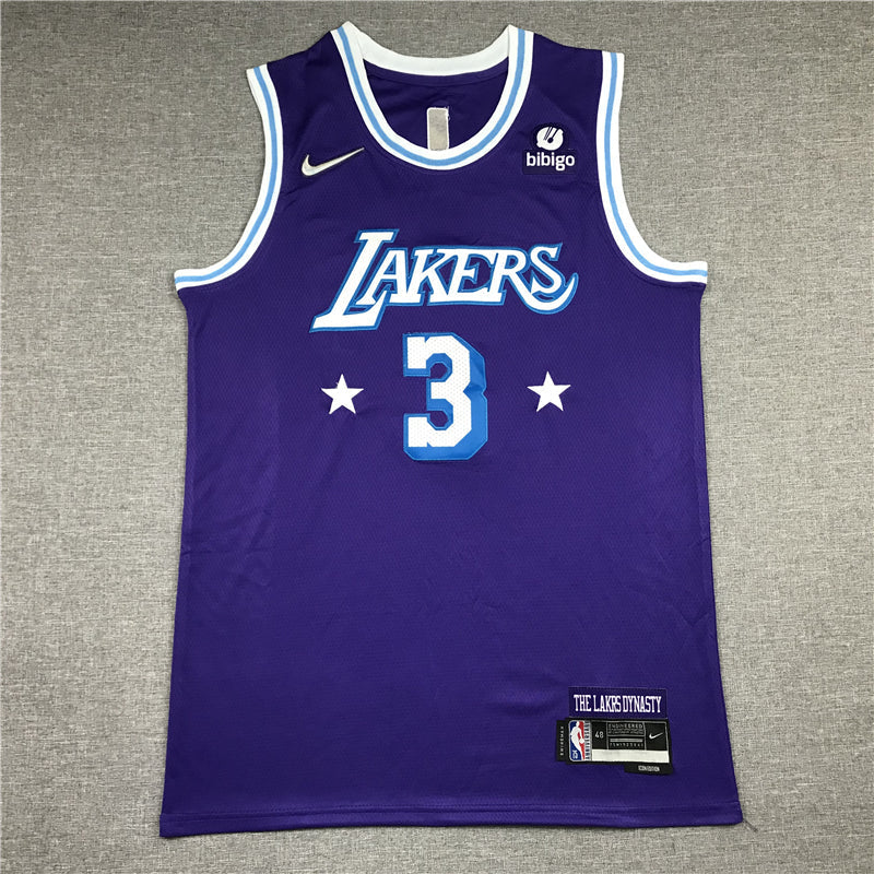 Men's Los Angeles Lakers Anthony Davis #3 Purple Swingman Jerseys - City Edition