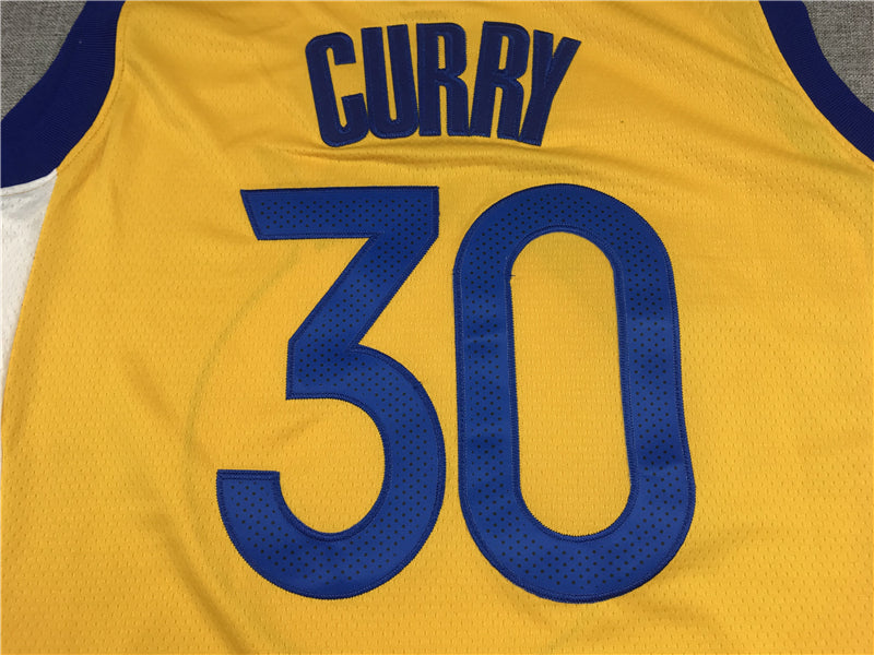 Stephen Curry #30 Golden State Warriors Jordan Brand Gold "The Bay" Sunset Badge Statement Edition Swingman Jersey