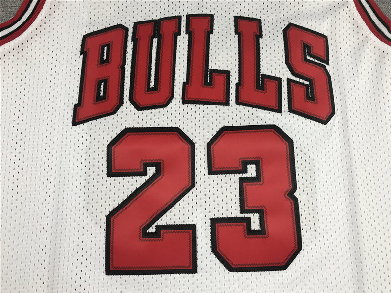 Michael Jordan #23 Chicago Bulls Mitchell & Ness White 1995-96 Championship Trophy Patch Hardwood Classics Swingman Jersey