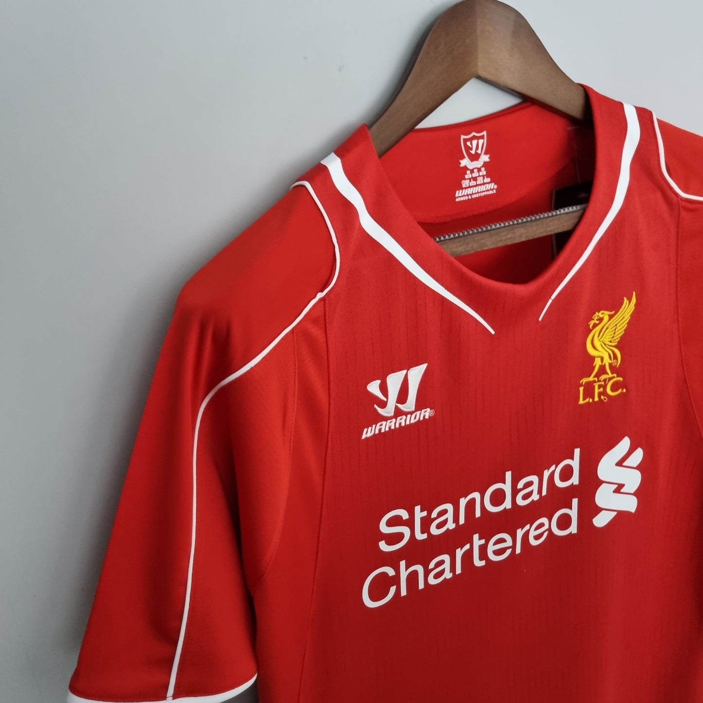Liverpool 2014-15 Home Jersey – Red Warrior Standard Chartered Fan Version Premier League Football Shirt