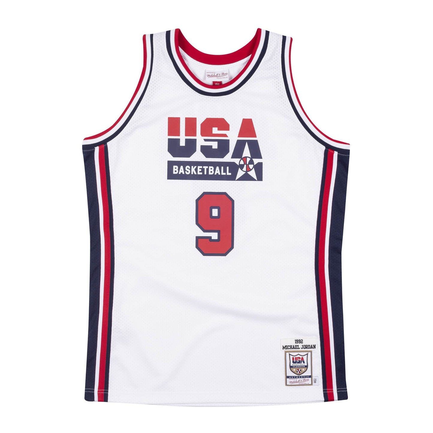 Michael Jordan #9 1992 USA Dream Team Mitchell & Ness White Home Barcelona Olympics Authentic Jersey