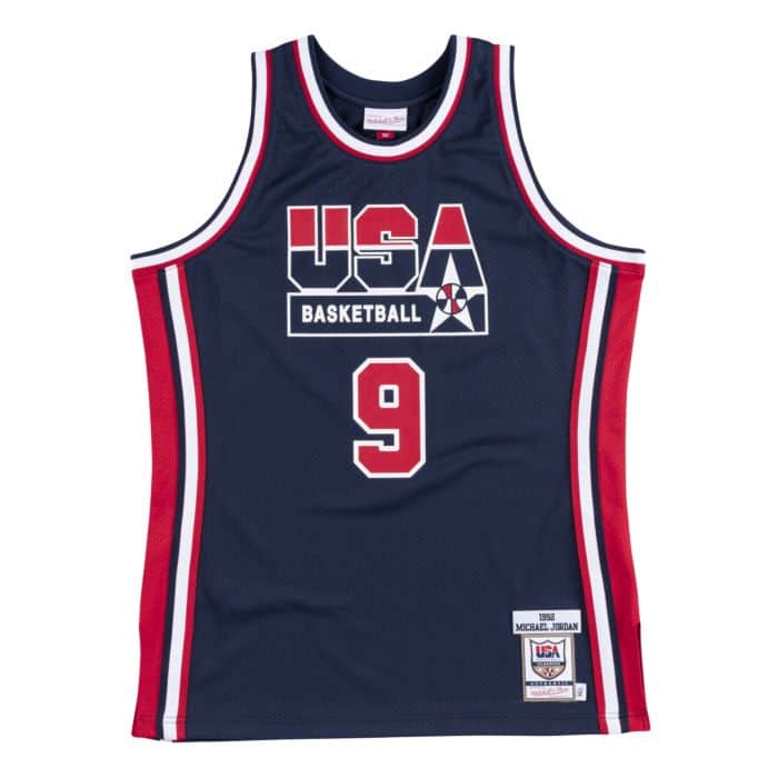 Michael Jordan #9 1992 USA Dream Team Mitchell & Ness Navy Blue Barcelona Olympics Authentic Jersey