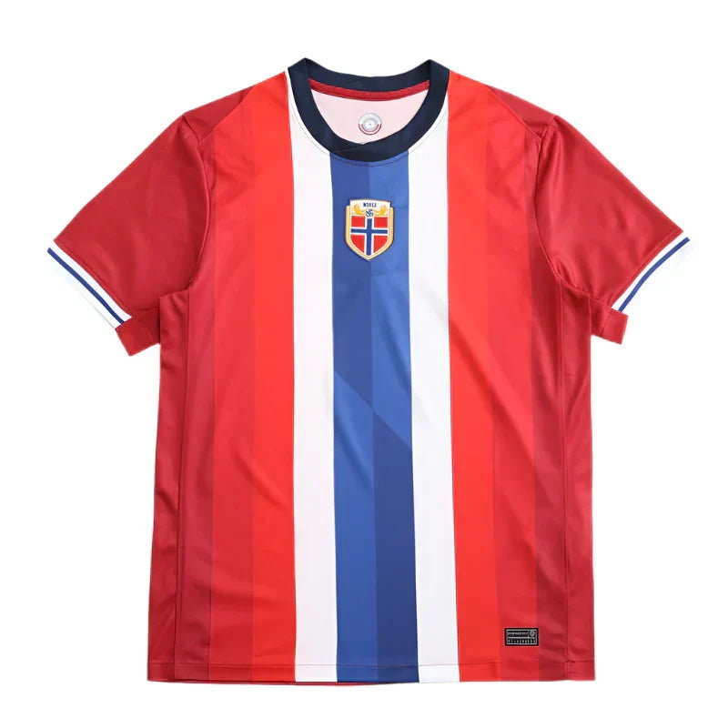 Norway National Team 2024 Home Jersey – Red Blue White Flag Stripe Haaland Fan Version