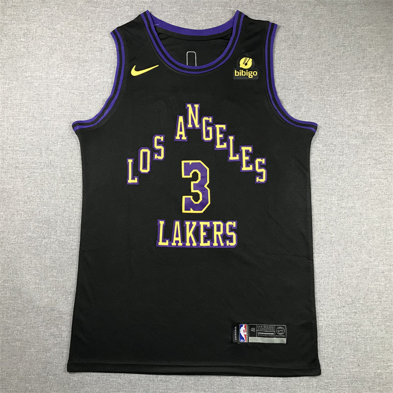 Men's Los Angeles Lakers Anthony Davis #3 Black 2023/24 Swingman Jerseys - City Edition