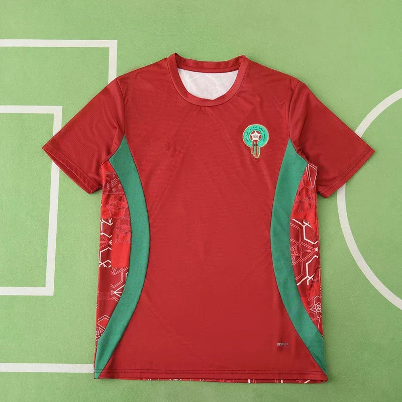 Morocco National Team 2025/26 Training Jersey – Red & Green Fan Version