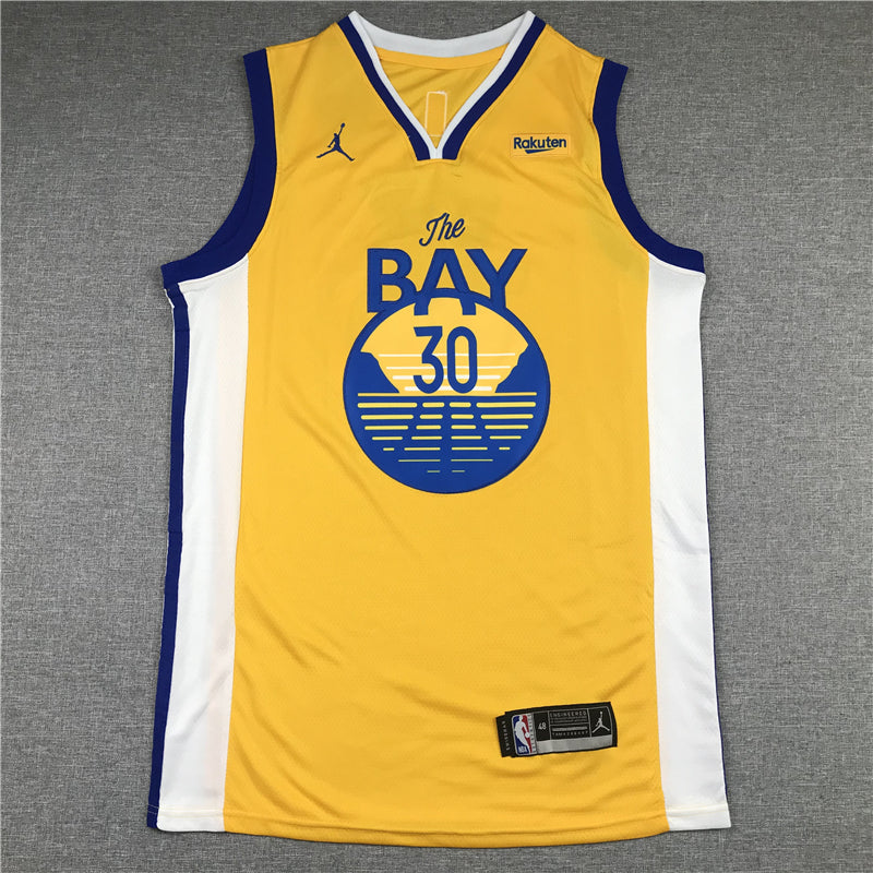 Stephen Curry #30 Golden State Warriors Jordan Brand Gold "The Bay" Sunset Badge Statement Edition Swingman Jersey