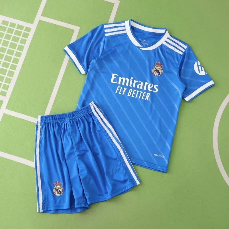 Real Madrid CF Third Kids Kit 2025/26 – Children's Royal Blue Football Jersey & Shorts Set