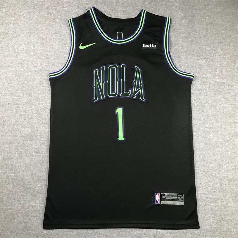 Men's New Orleans Pelicans Zion Williamson #1 Black 2023/24 Swingman Jerseys - City Edition