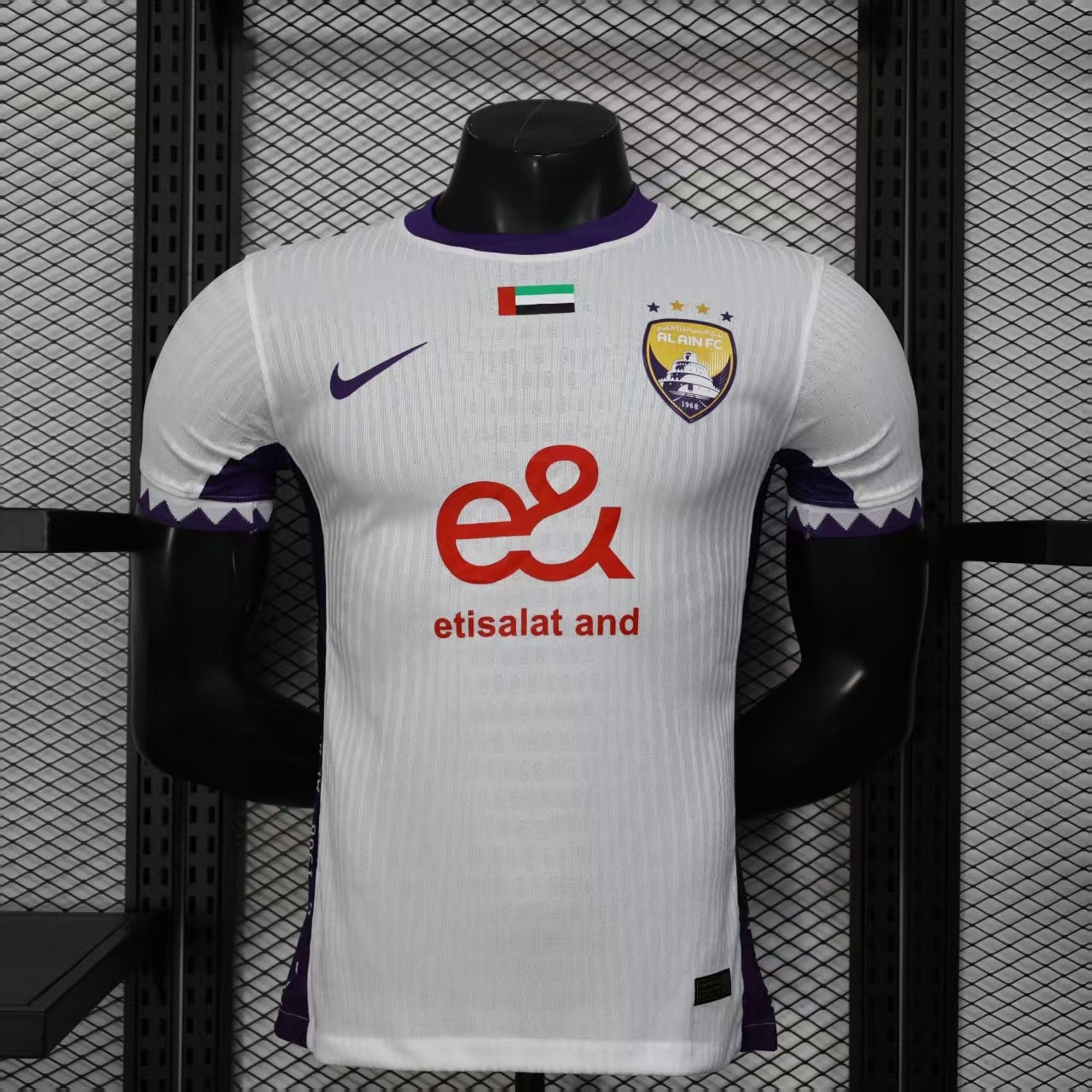 2025/26 Al Ain FC Away Player Version Jersey -  White Purple - e& Etisalat - Zigzag Cuff - UAE Flag