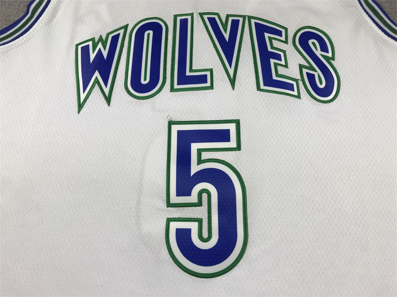 Anthony Edwards #5 Minnesota Timberwolves White Classic Edition Swingman Jersey – Nike Hardwood Classics Retro WOLVES