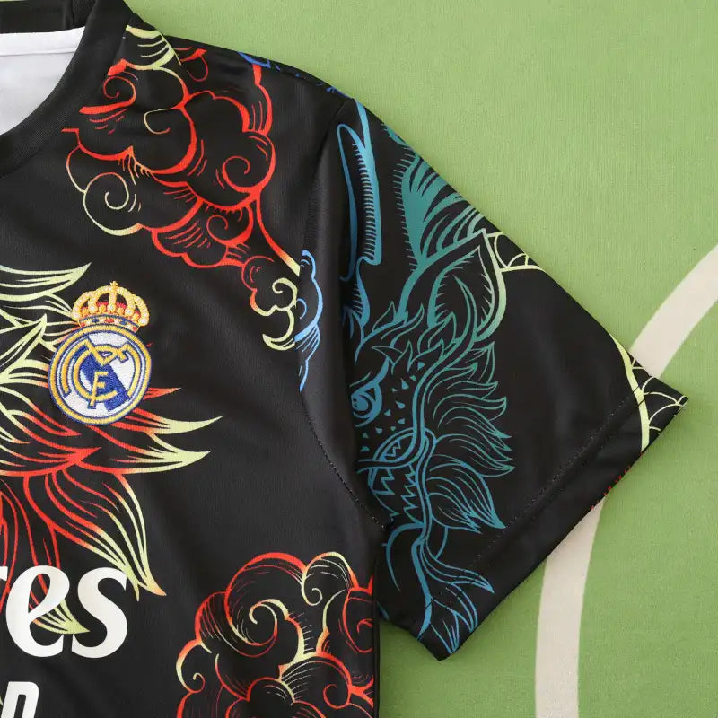 Real Madrid 2024/25 Black Rainbow Dragon Concept Jersey – Black Multicolour Adidas Fan Version