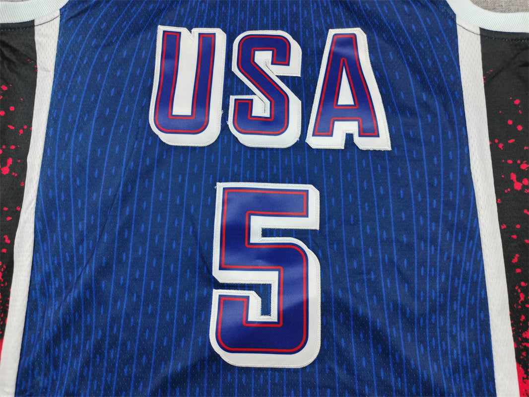 Anthony Edwards #5 Team USA 2024 Paris Olympics Navy Home Swingman Jersey – Nike Sparks of Destiny