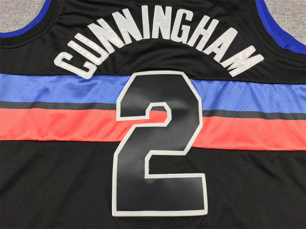 Men's Detroit Pistons Cade Cunningham #2 Black 2022/23 Fast Break Player Jerseys - Statement Edition
