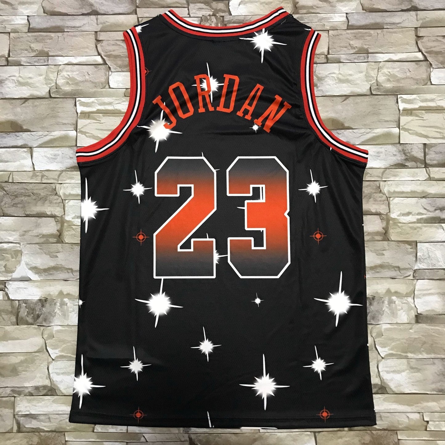 Michael Jordan #23 Chicago Bulls Mitchell & Ness Black Starry Night Flame Gradient Hardwood Classics Swingman Jersey