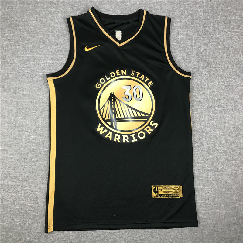 Stephen Curry #30 Golden State Warriors Black Golden Edition Metallic Gold Bay Bridge Badge Limited Swingman Jersey
