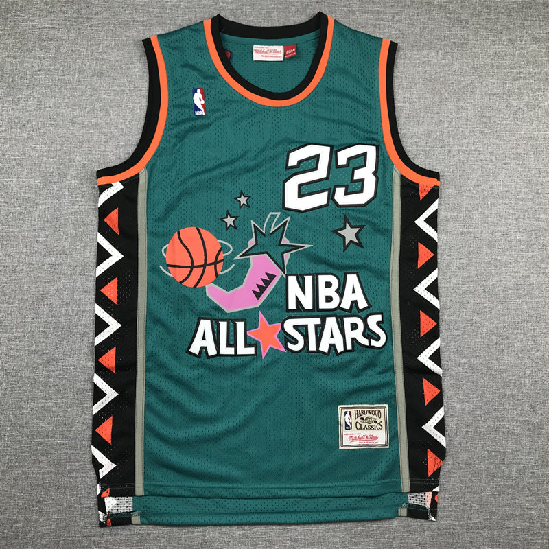 Michael Jordan #23 1996 NBA All-Star Game Mitchell & Ness Teal Geometric Hardwood Classics Swingman Jersey