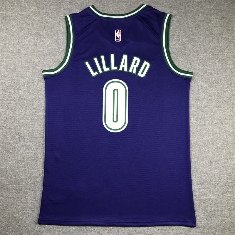 Men's Milwaukee Bucks Damian Lillard #0 Purple Swingman Jerseys - Classic Edition