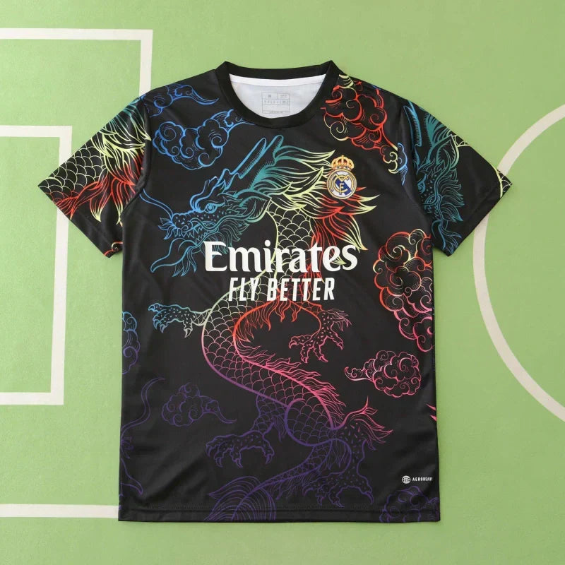 Real Madrid 2024/25 Black Rainbow Dragon Concept Jersey – Black Multicolour Adidas Fan Version