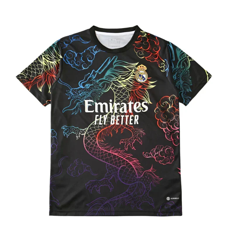 Real Madrid 2024/25 Black Rainbow Dragon Concept Jersey – Black Multicolour Adidas Fan Version