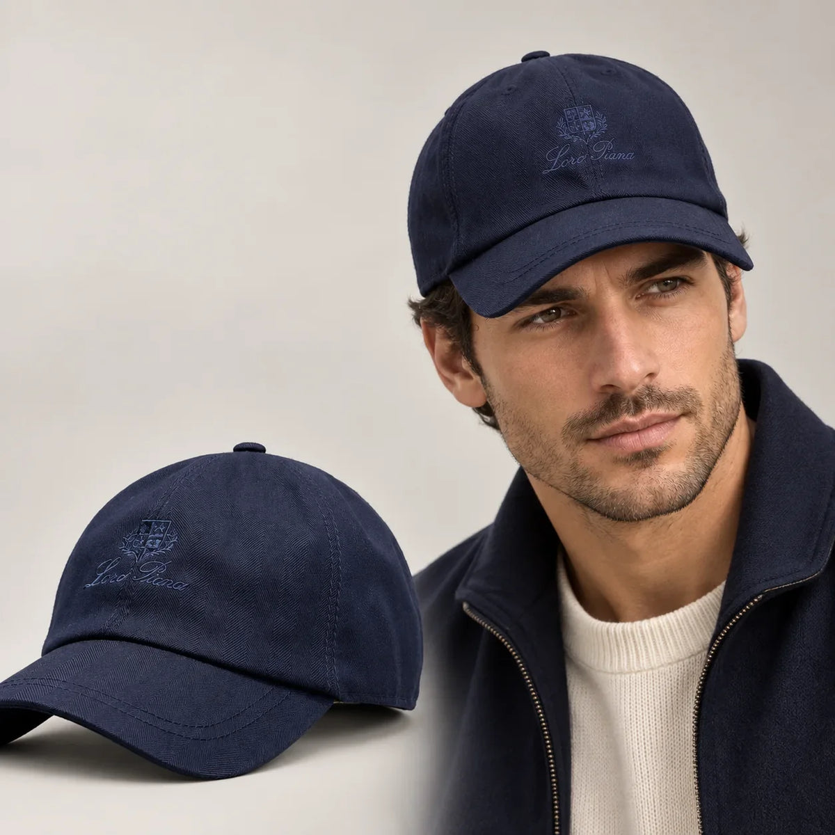 Baseball Cap worn by an adult model, with matching hat close-up