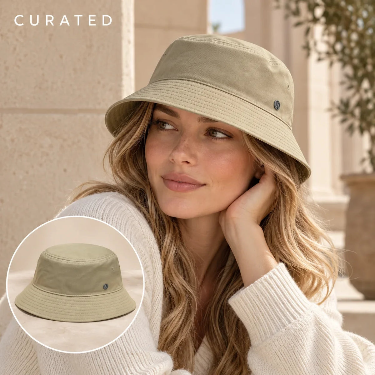 Independent Lululemon Baseball Cap worn by a Western model with product detail inset