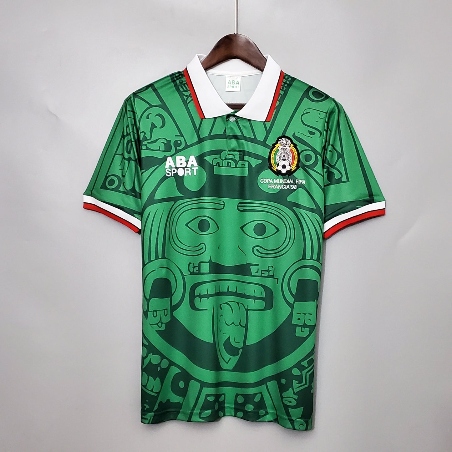 Mexico 1998 World Cup Home Retro Jersey – Green | Aztec Sun Stone | ABA Sport | Copa Mundial Francia 98