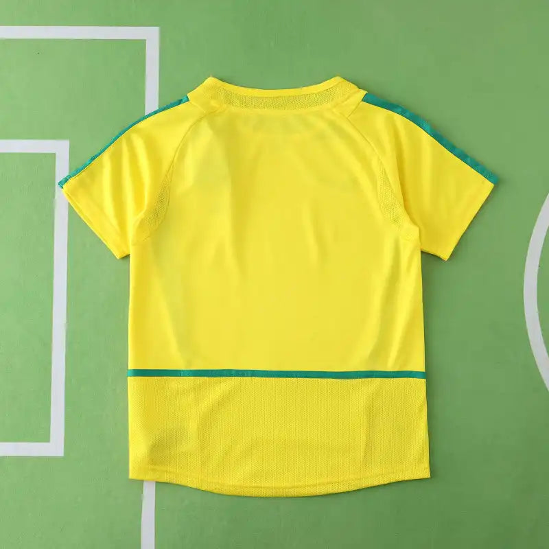 Brazil Home Retro Kids Kit 2002 – Classic Yellow & Green Children's Football Jersey