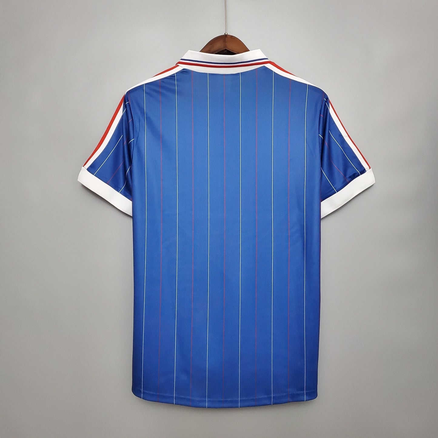 France 1982 Home Retro Jersey – World Cup Adidas Blue Multicolour Pinstripe Kit | Les Bleus Classic