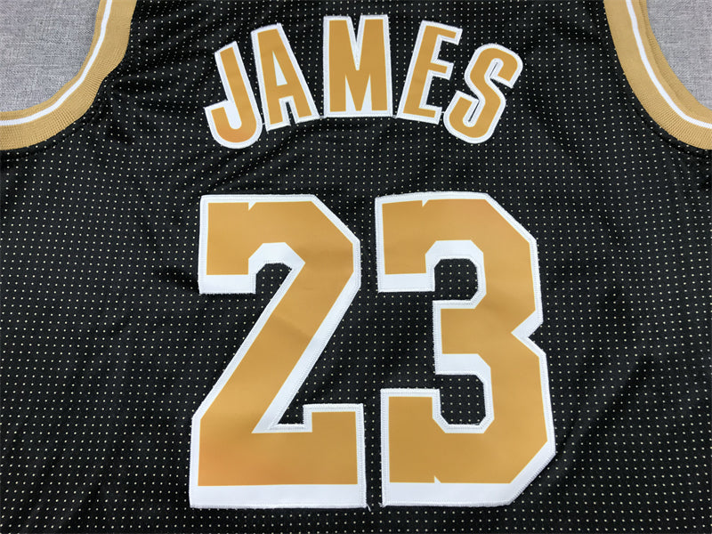 LeBron James #23 Los Angeles Lakers Black Gold Nike Select Series Diamond Texture Signature Swingman Jersey