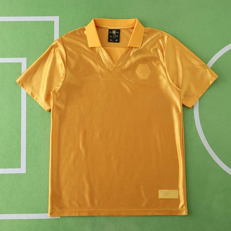 Wolverhampton Wanderers 70th Anniversary Fan Version 2024/25 – Old Gold Retro Football Jersey | Wolves Heritage Crest