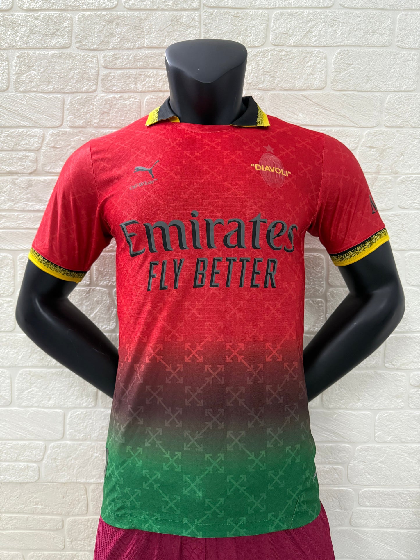 2025/26 AC Milan x Off-White Joint Edition Player Version Jersey -  Emirates - DIAVOLI